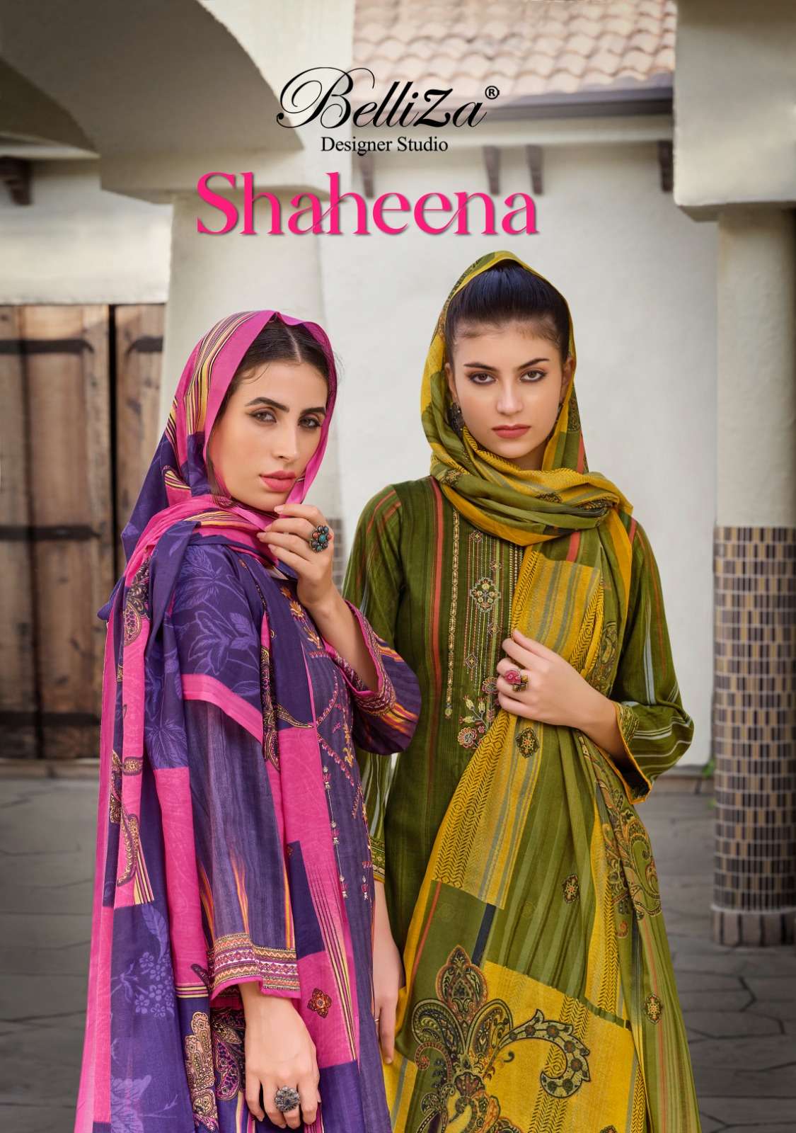 SHAHEENA BY BELLIZA 792-001 TO 792-010 SERIES COTTON PRINT EMBROIDERY DRESSES