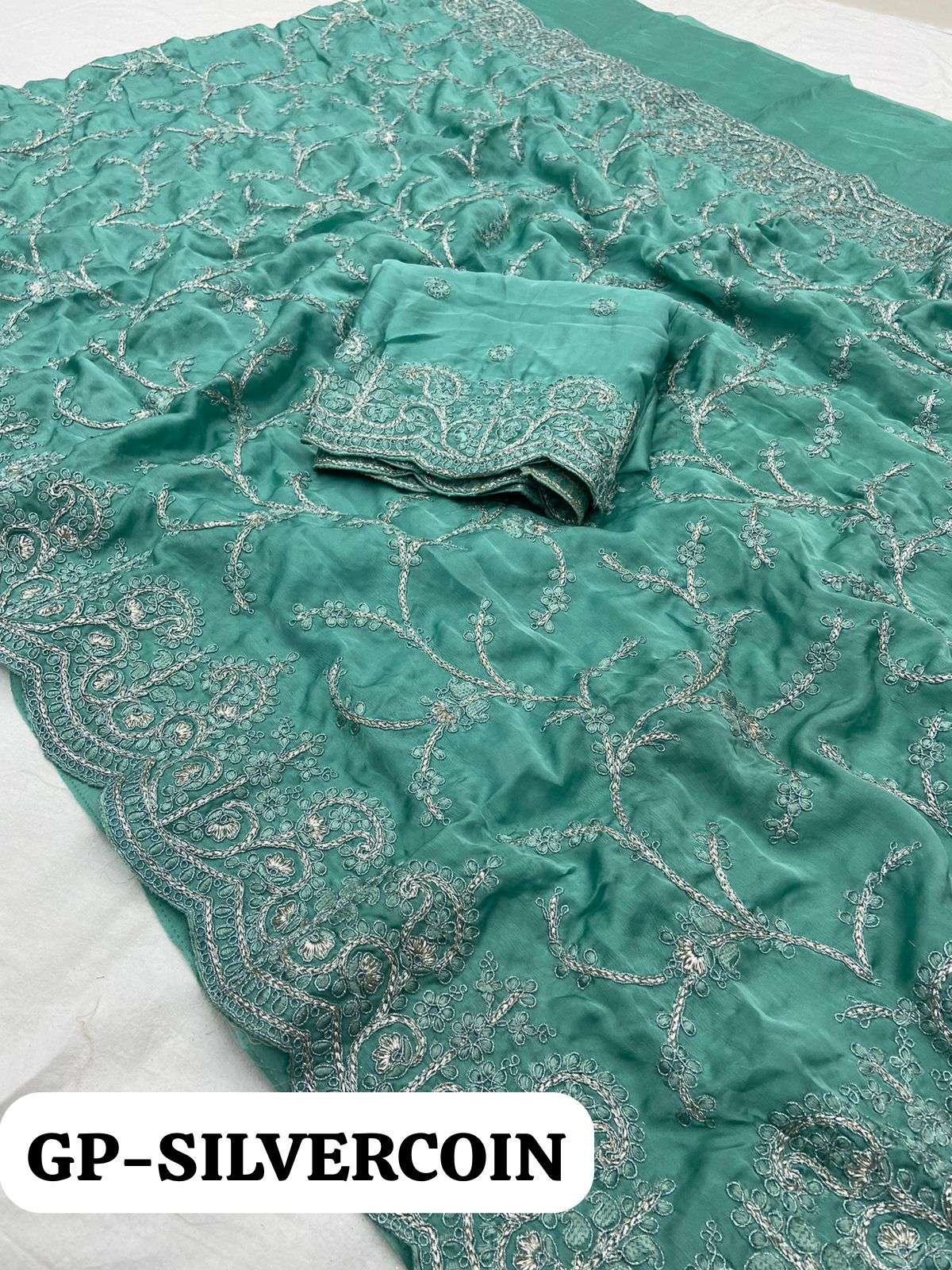 SILVERCOIN BY ASLIWHOLESALE DESIGNER SATIN SILK WORK SAREES