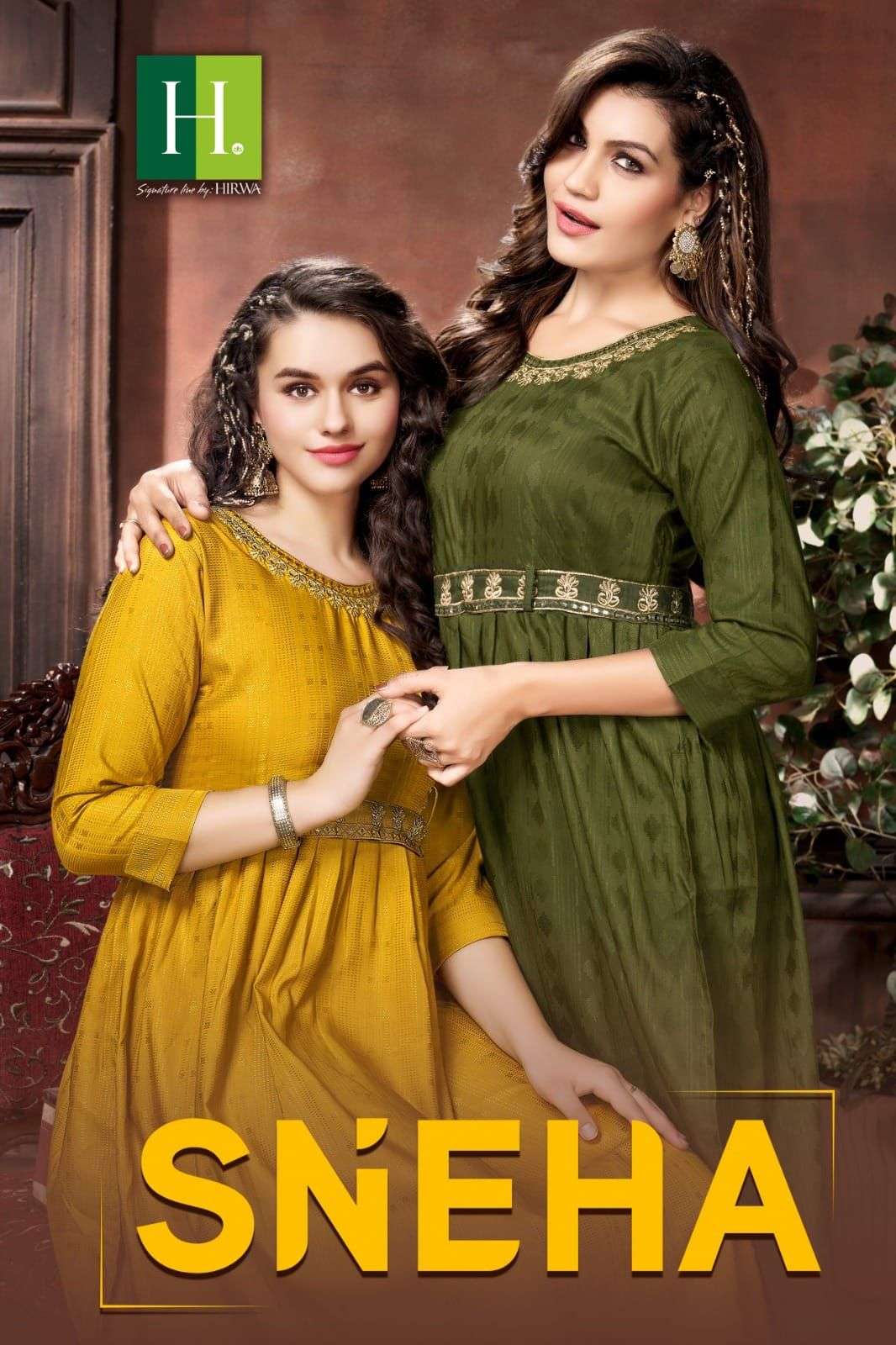 SNEHA BY H DOT 101 TO 106 SERIES VISCOSE RAYON DOBBY NAIRA CUT KURTIS