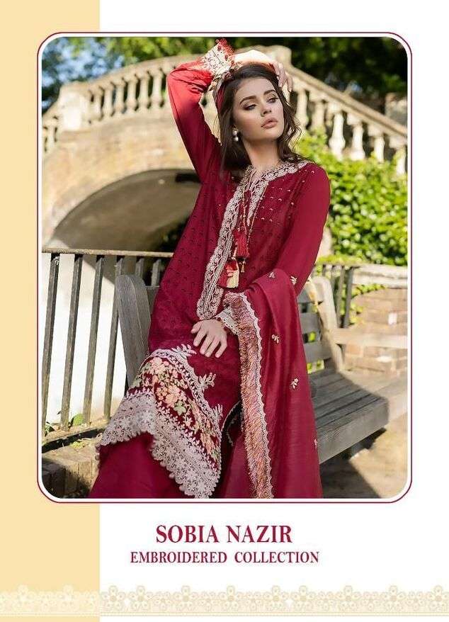 SOBIA NAZIR EMBROIDERED COLLECTION BY SHREE FABS 3118 TO 3123 SERIES COTTON DRESSES