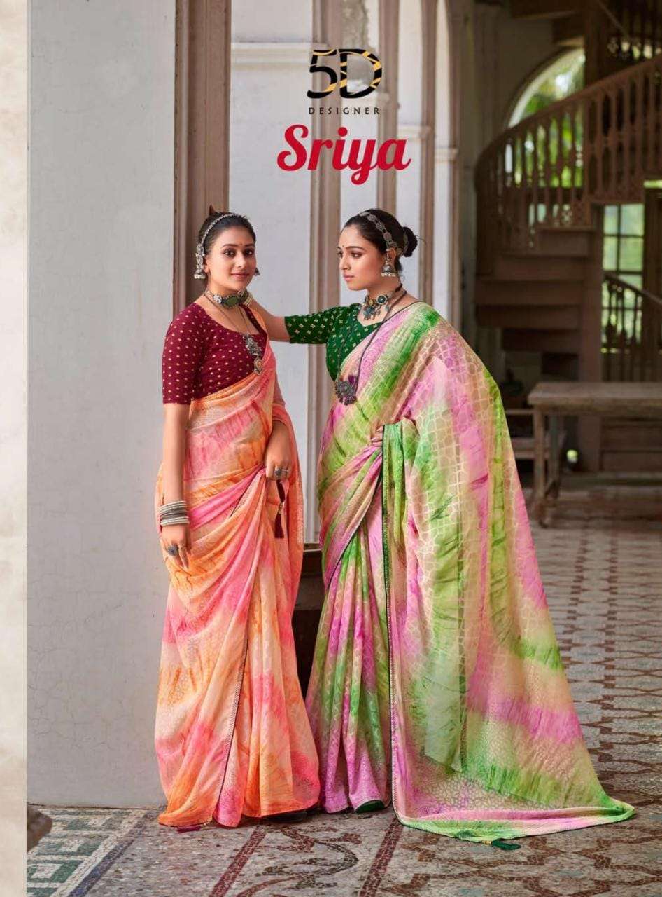 5D Designer Tripti Fancy Print Chiffon Branded Saree Collection Dealer