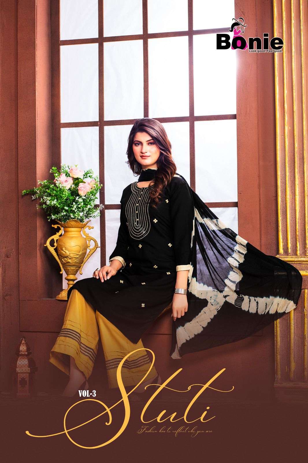 STUTI VOL-3 BY BONIE 3001 TO 3008 SERIES RAYON EMBROIDERY STITCHED DRESSES