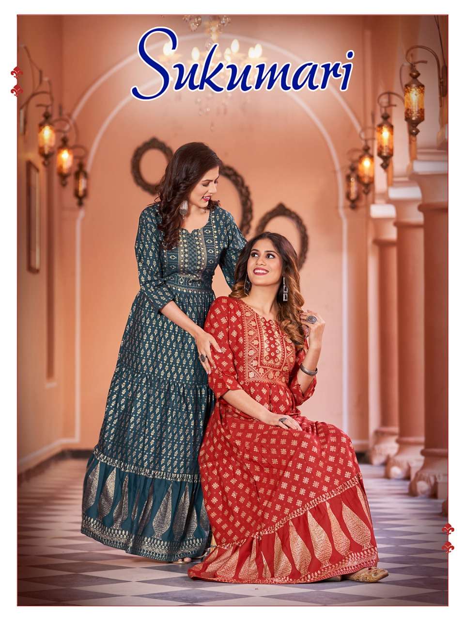 SUKUMARI BY BANWERY 1001 TO 1008 SERIES RAYON TWO TONE PRINT GOWNS