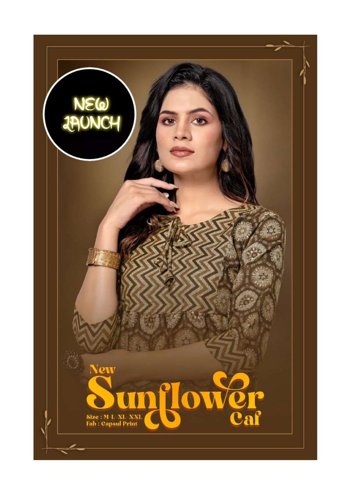 SUNFLOWER CAF BY ASLIWHOLESALE FANCY RAYON PRINT KURTIS