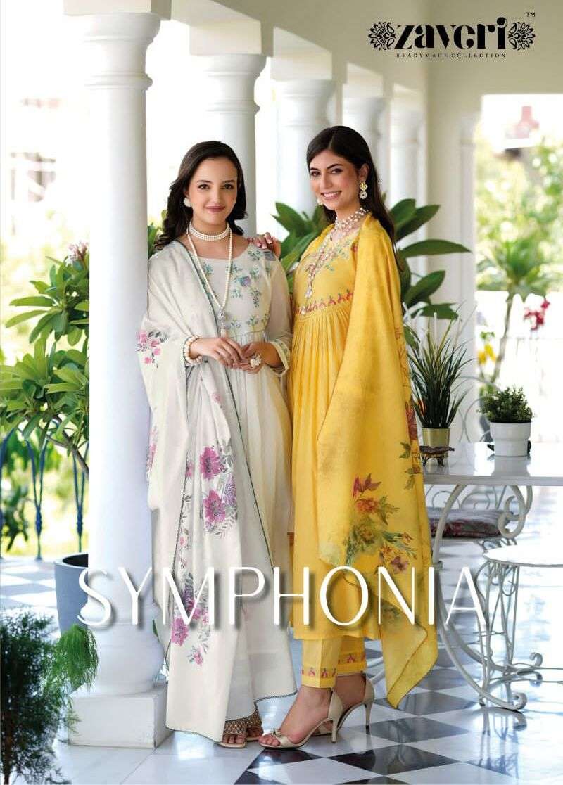 SYMFONIA BY ZAVERI 1125 TO 1128 SERIES LINEN COTTON WORK STITCHED DRESSES