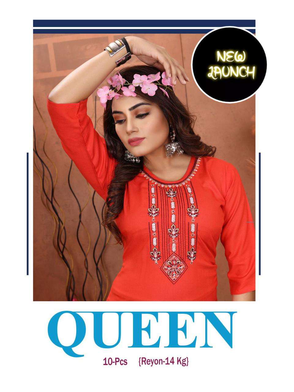 TRENDY QUEEN VOL-1 BY ASLIWHOLESALE 001 TO 010 SERIES RAYON KURTIS