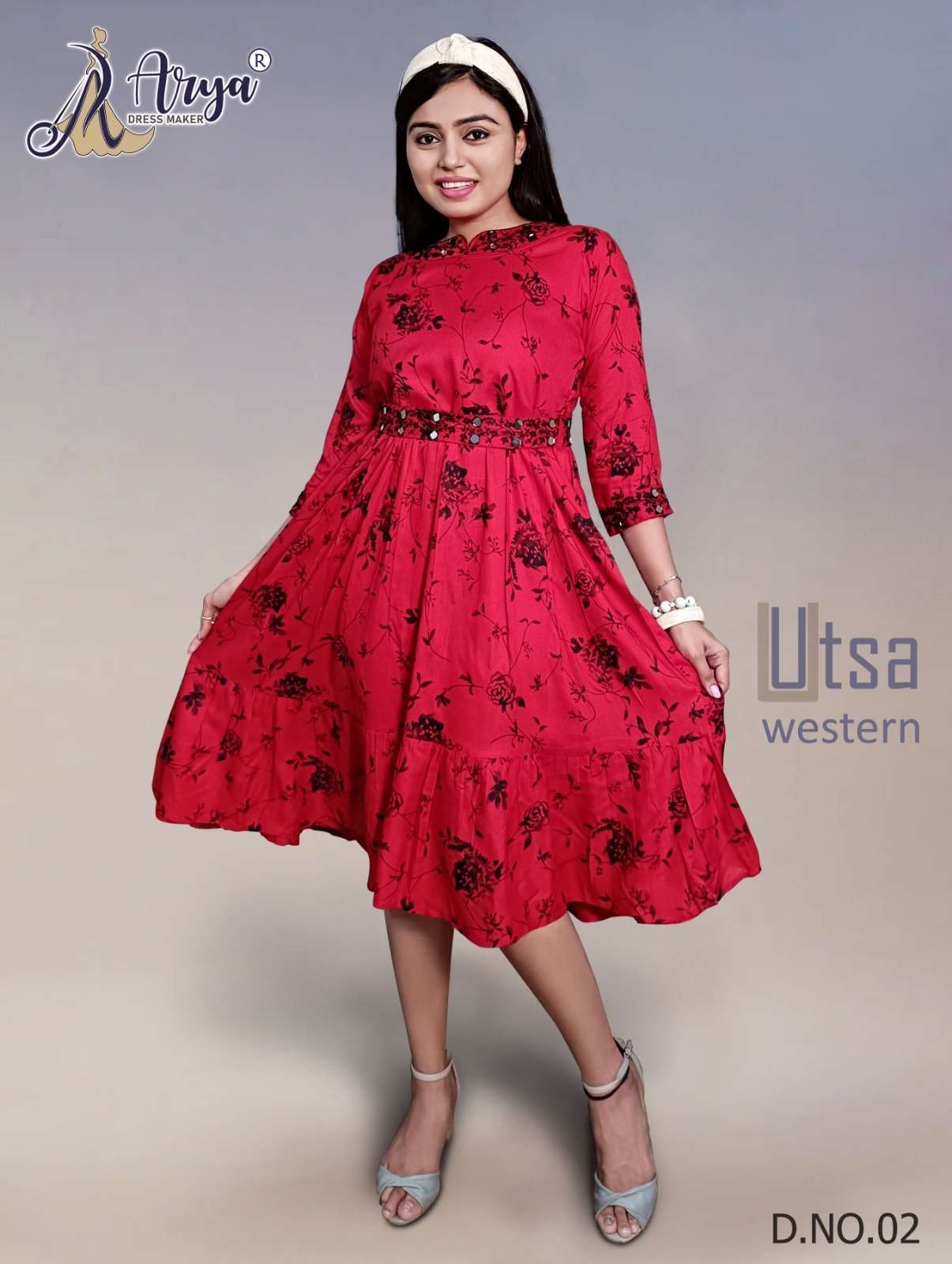 UTSA WESTERN BY ARYA DRESS MAKER 01 TO 02 SERIES RAYON KURTIS