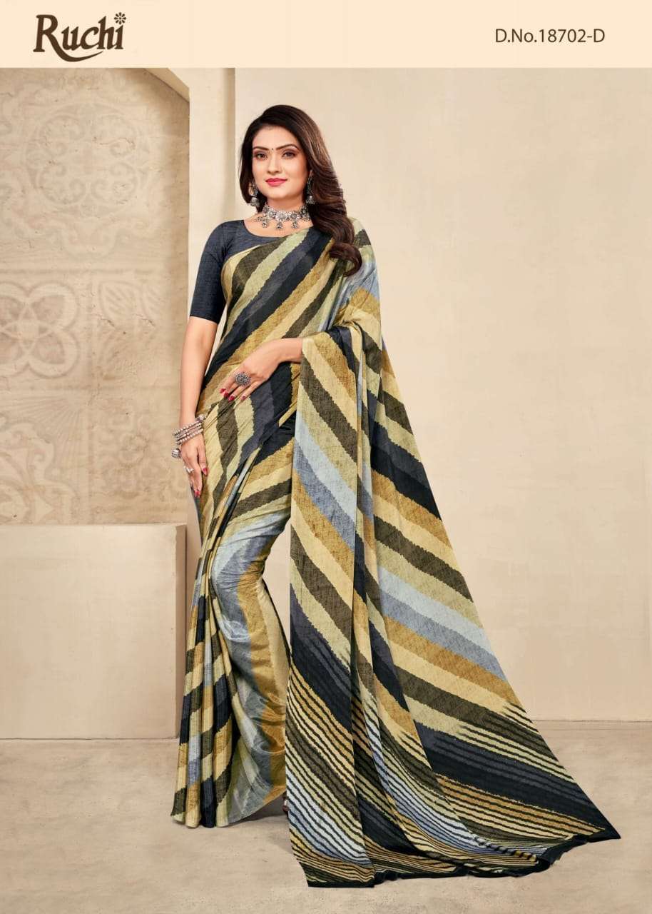 VIVANTA SILK VOL-19 BY RUCHI SAREES 18702-A TO 18702-F SERIES SILK CREPE SAREES