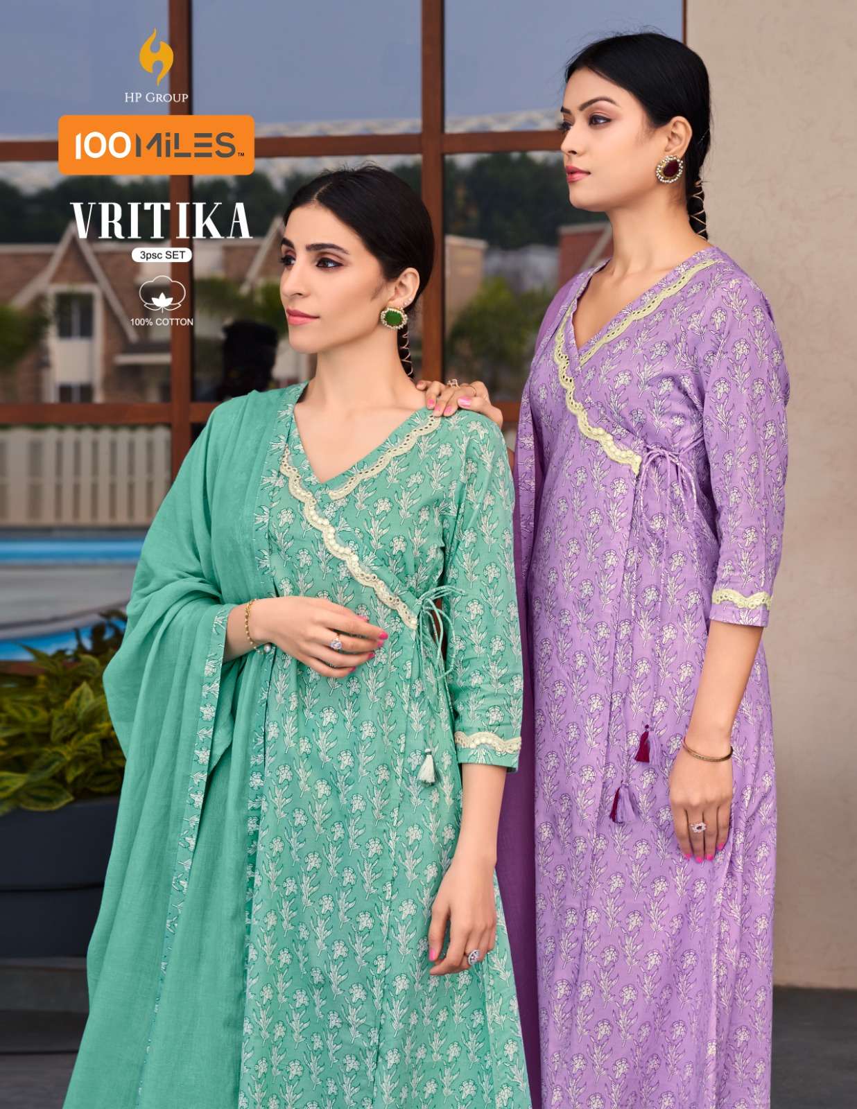 VRITIKA BY 100 MILES 01 TO 04 SERIES PURE COTTON SELF EMBROIDERY DRESSES