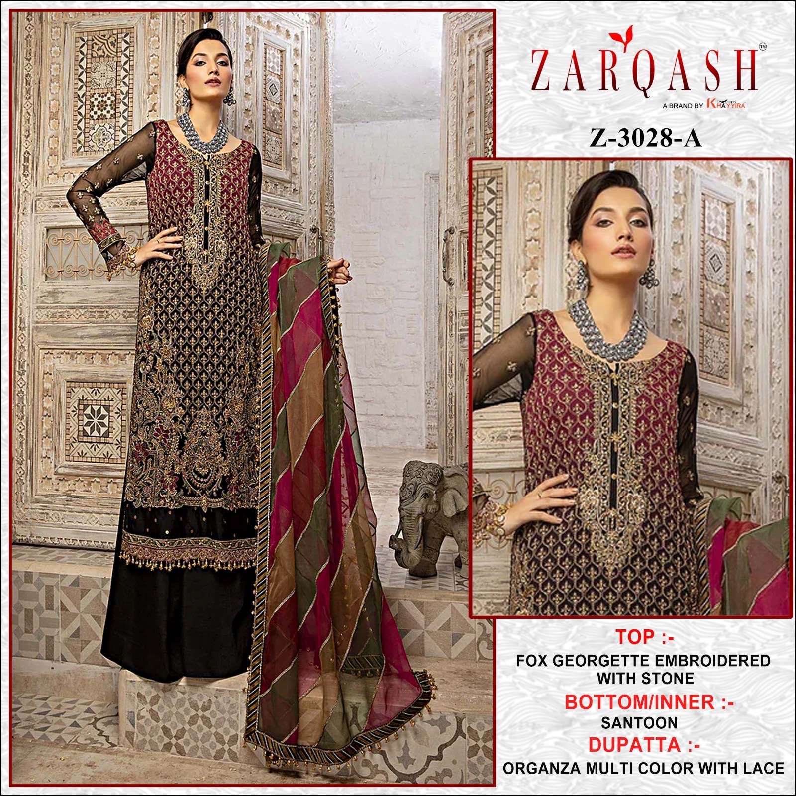 Z-3028 COLOURS BY ZARQASH 3028-A TO 3028-B SERIES GEOGETTE WORK DRESSES