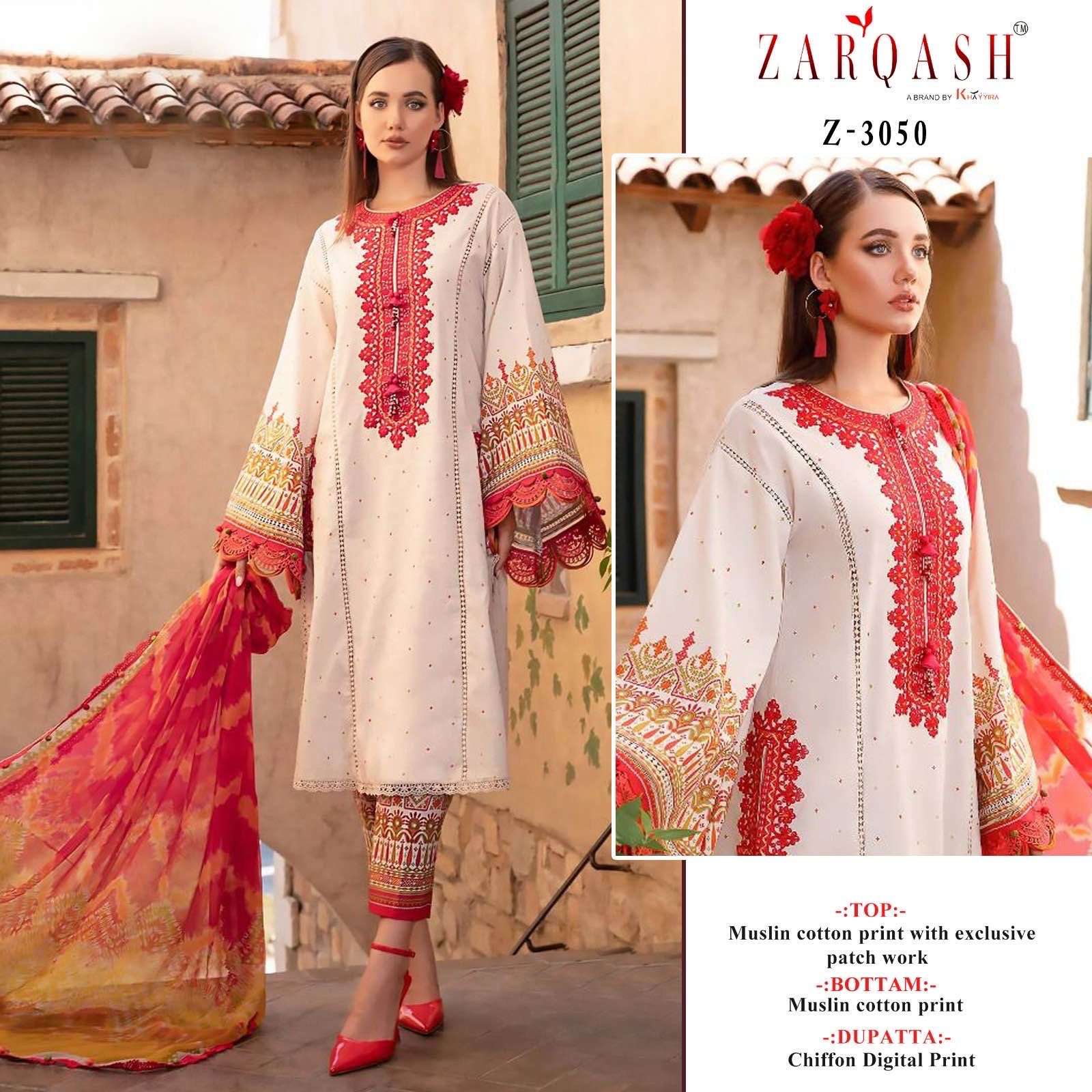 Z-3050 HIT DESIGN BY ZARQASH HEAVY LAWN COTTON WORK DRESS