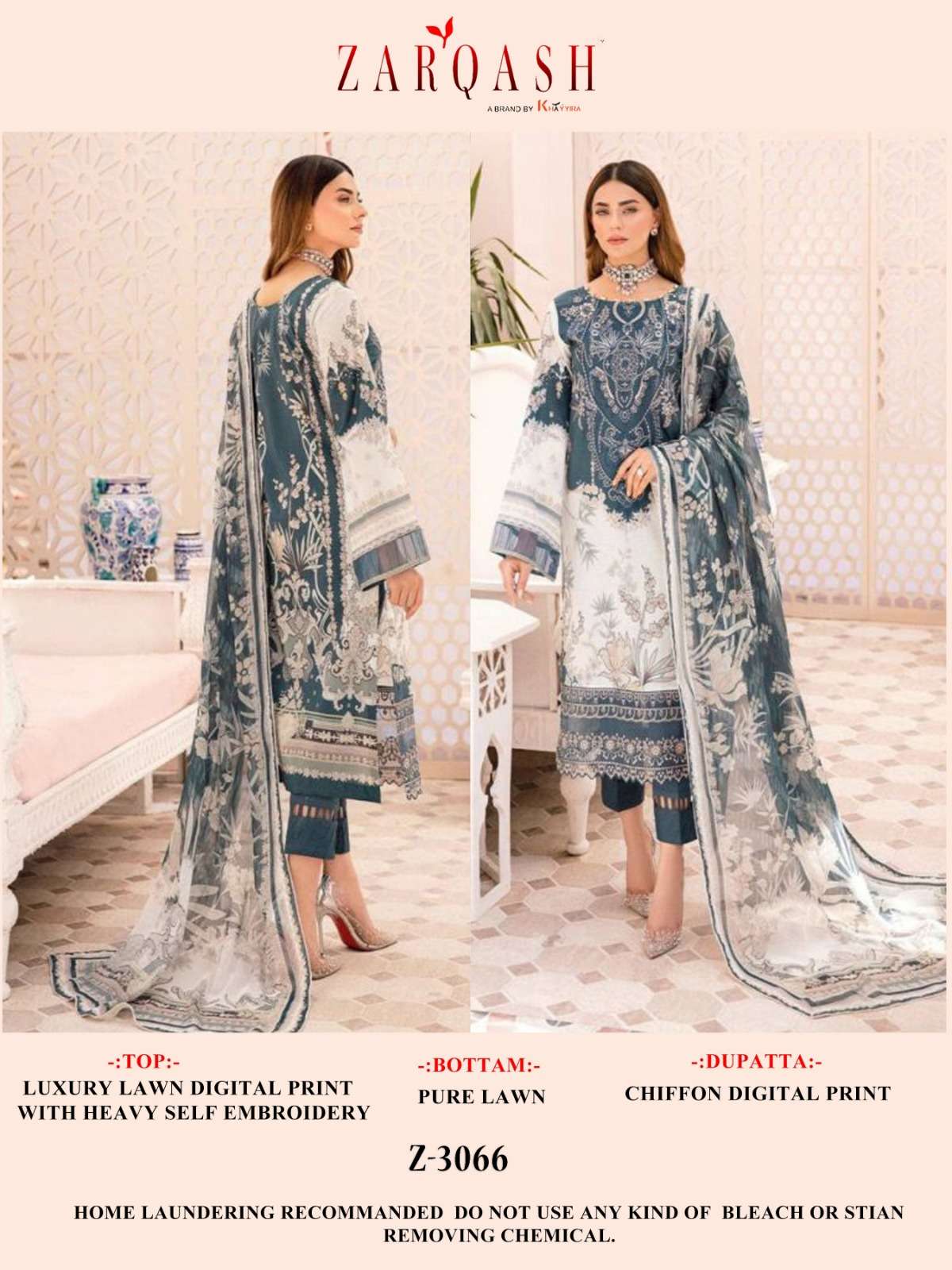 Z-3066 HIT DESIGN BY ZARQASH HEAVY LAWN COTTON WORK DRESS