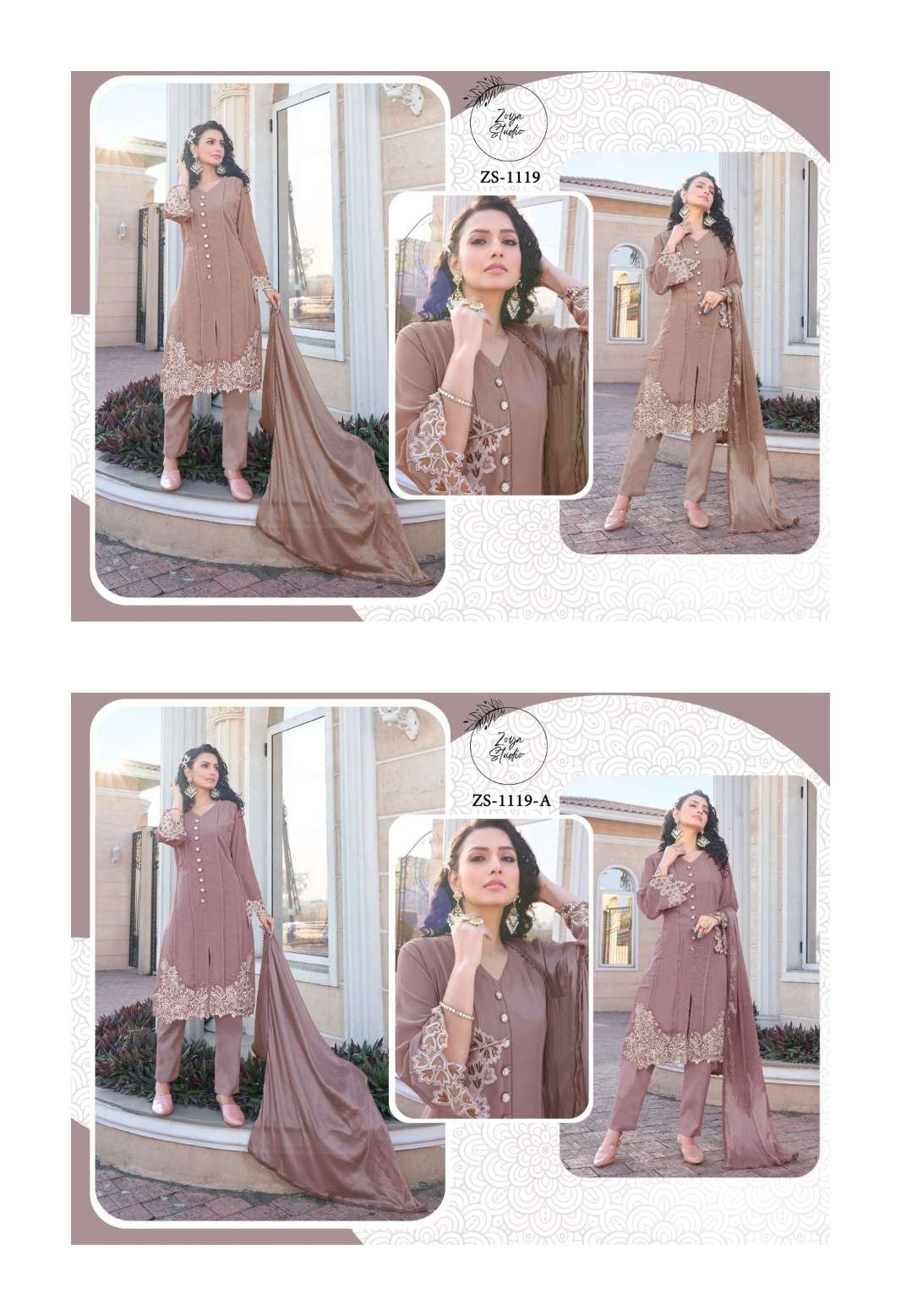 ZOYA STUDIO ZS-1119 COLOURS BY ASLIWHOLESALE GEORGETTE STITCHED DRESSES