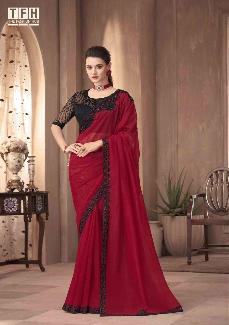 1101 COLOURS BY TFH DESIGNER 1101-A TO 1101-D GEPRGETTE SILK WORK SAREES