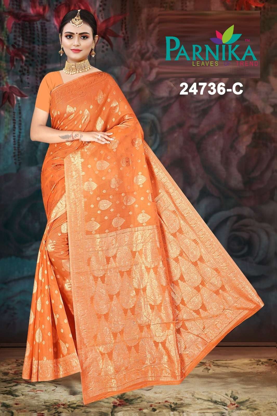 24736 COLOURS BY PARNIKA 24736-A TO 24736-F SERIES COTTON SPUN SAREES