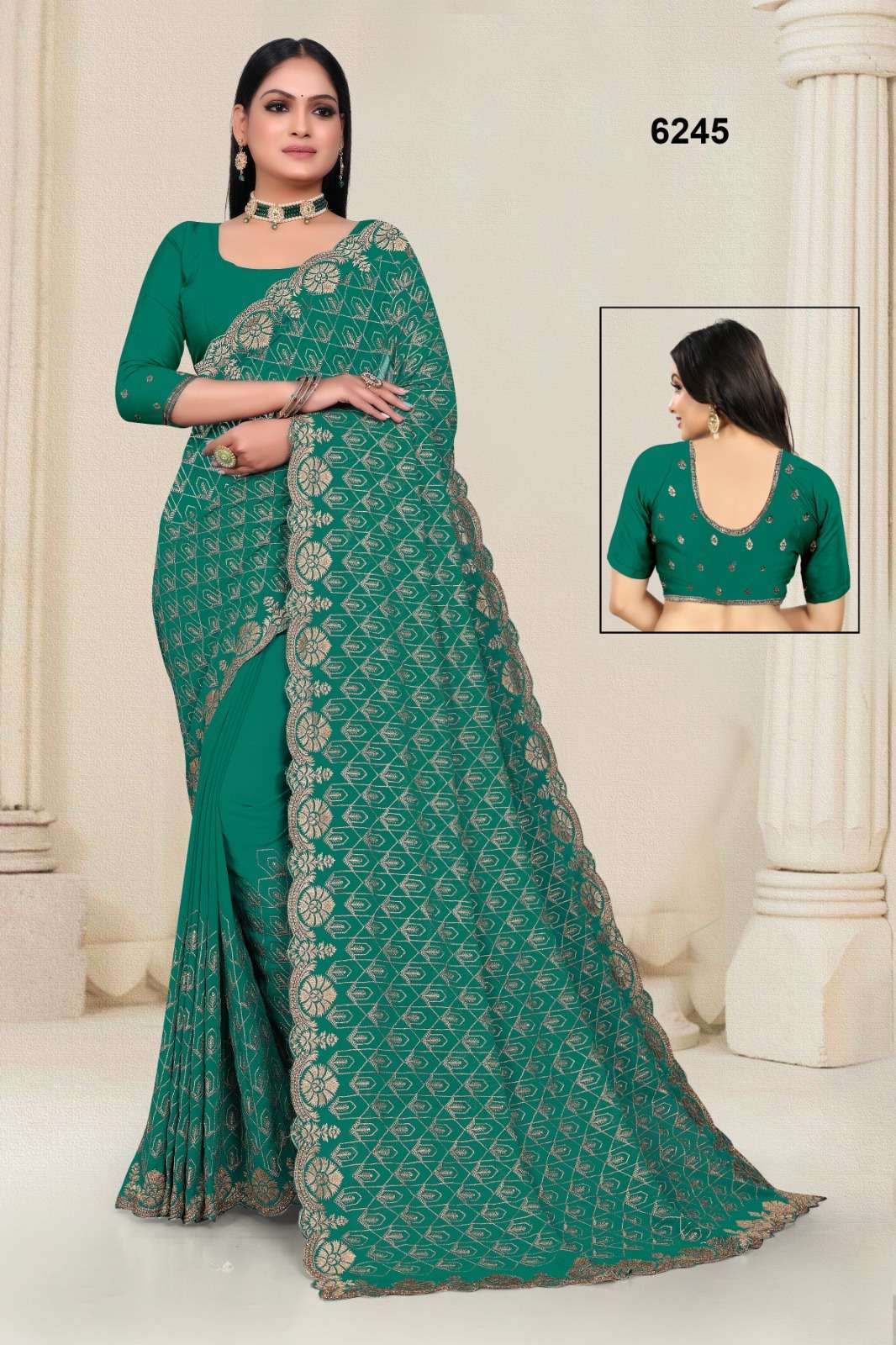 6245 COLOURS BY ASLIWHOLESALE FANCY GEORGETTE DESIGNER SAREES