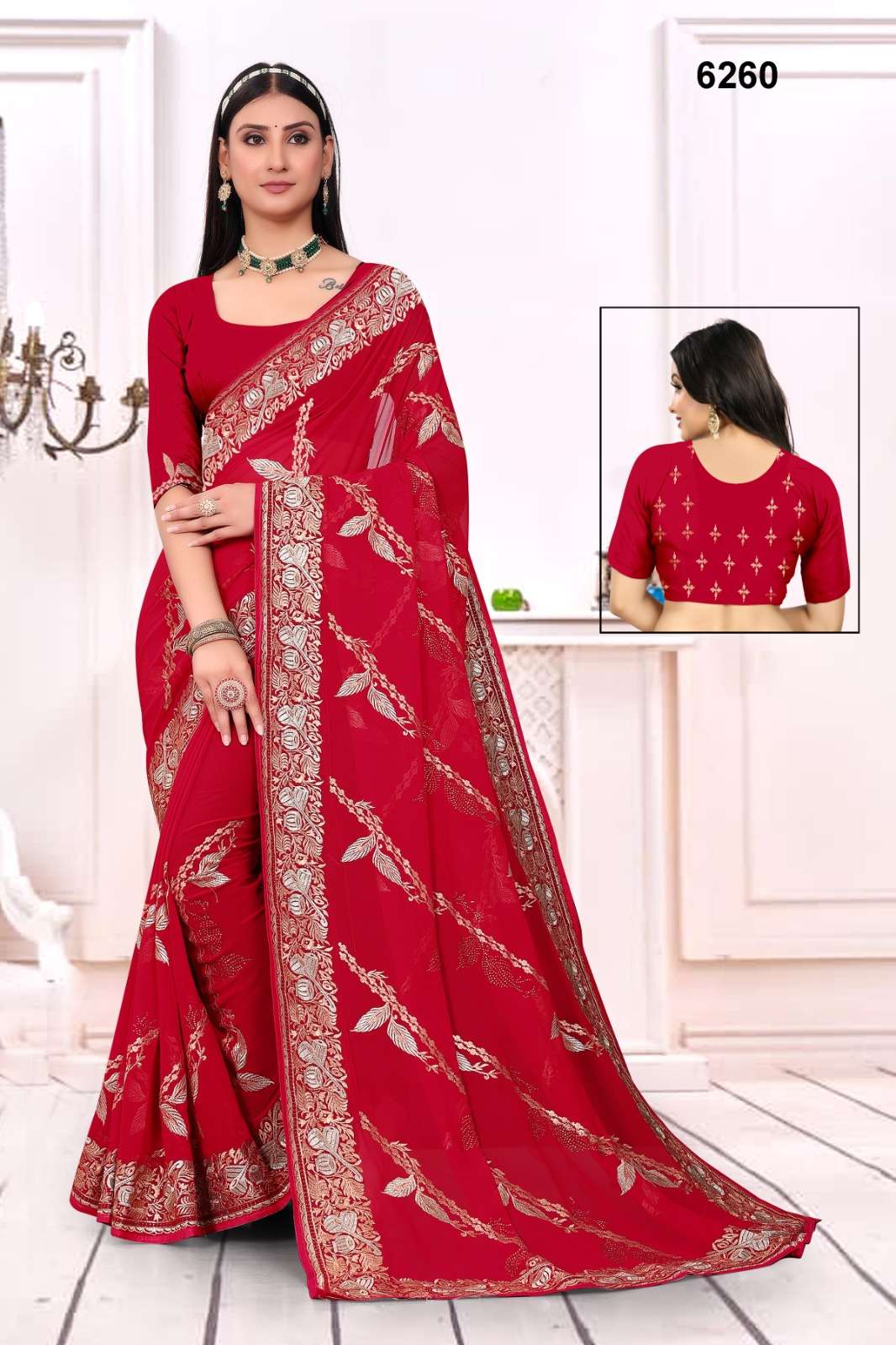 6260 COLOURS BY ASLIWHOLESALE FANCY GEORGETTE DESIGNER SAREES