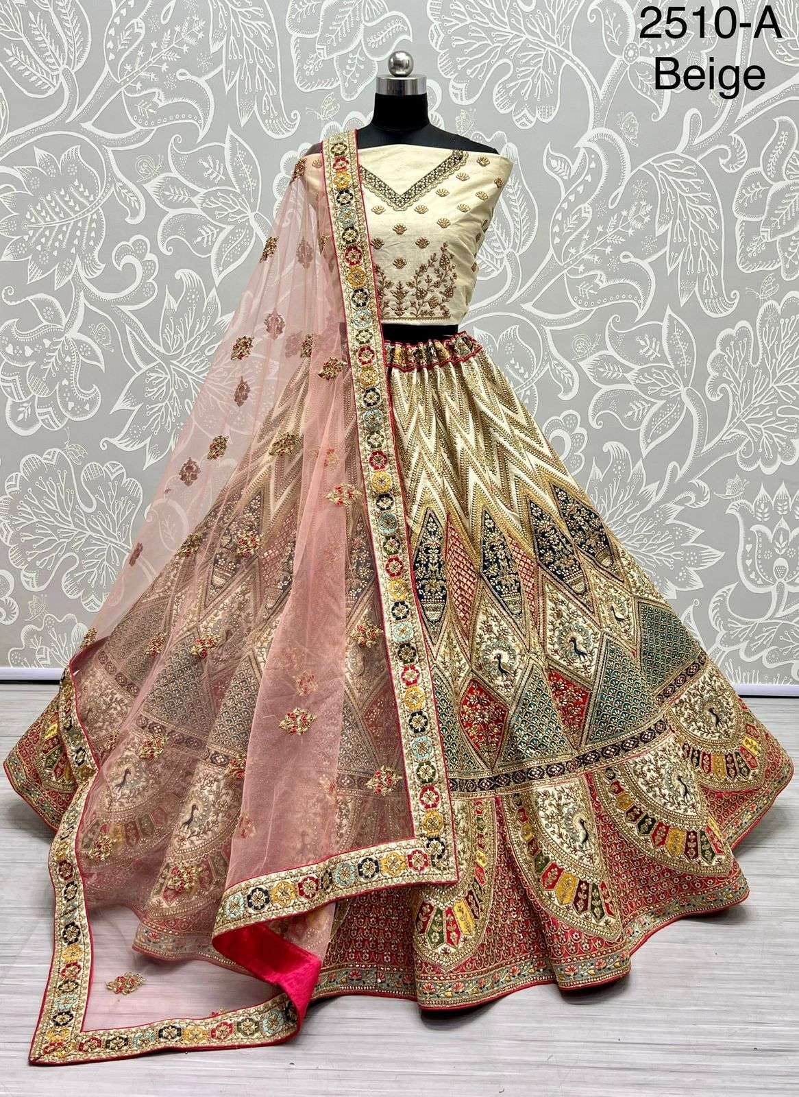 A-2510 COLOUR BY ASLIWHOLESALE BRIDAL HEAVY SILK LEHENGAS