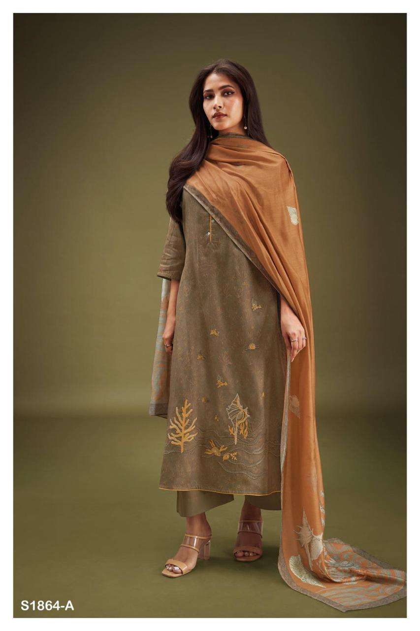 AARITRA 1864 BY GANGA FASHIONS PREMIUM COTTON SILK PRINTED WORK DRESSES