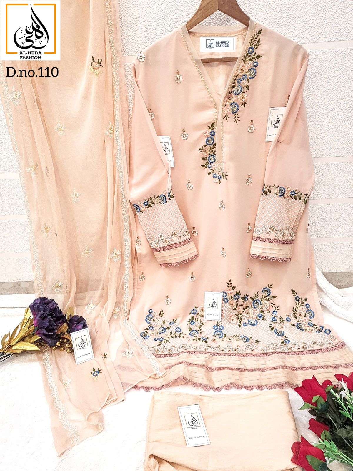 AL HUDA 110 NX BY ASLIWHOLESALE HEAVY GEORGETTE STICHED DRESSES