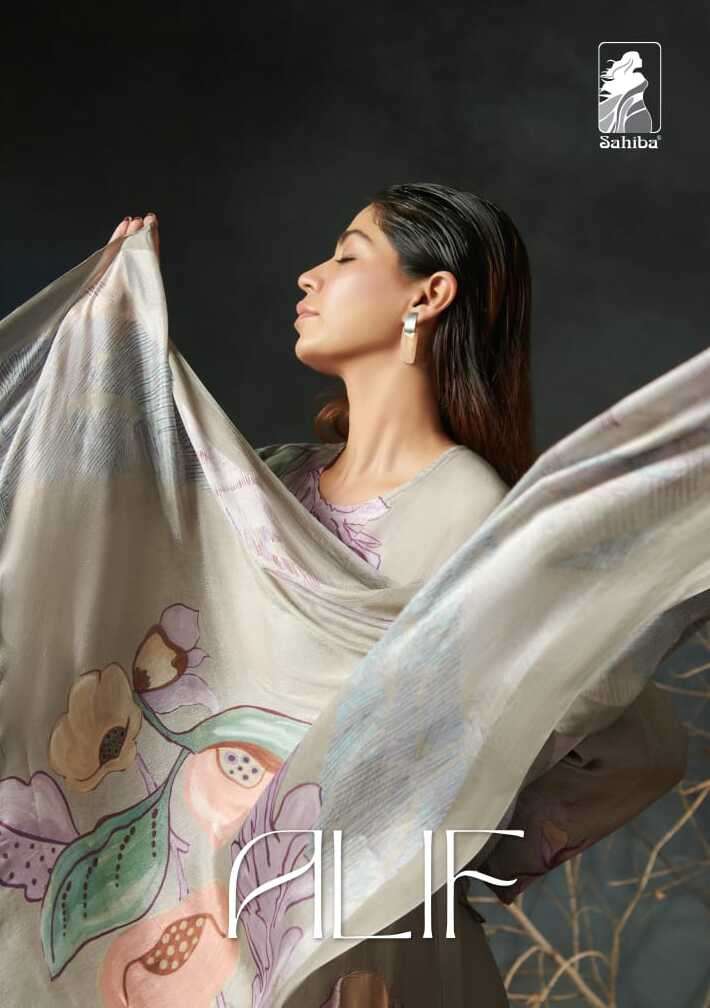 ALIF BY SAHIBA PURE MUSLIN SILK DIGITAL PRINT WITH HANDWORK DRESSES