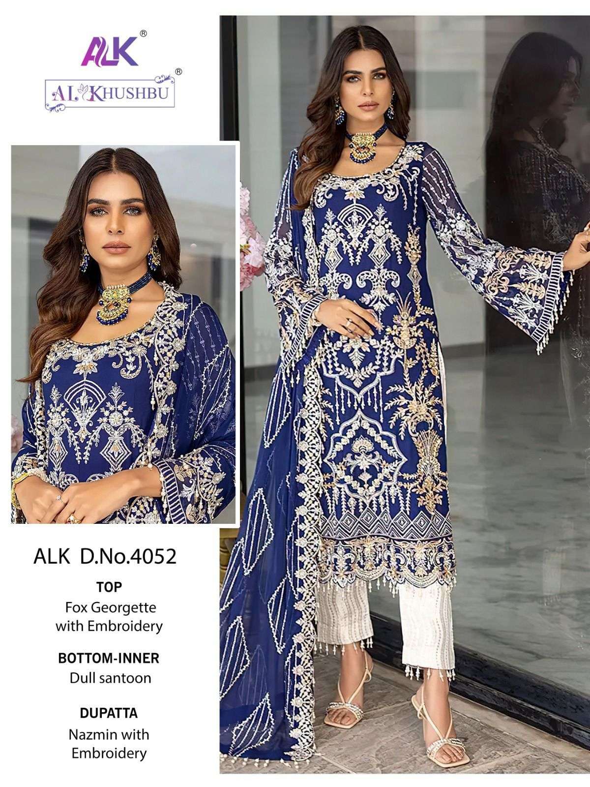 ALK-4052 HIT DESIGN BY AL KHUSHBU GEORGETTE EMBROIDERY PAKISTANI DRESS