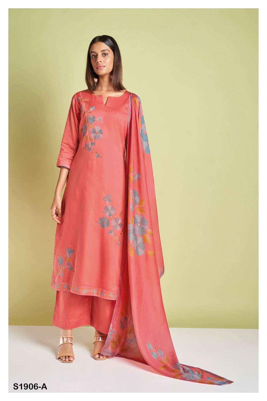 ANDREA 1906 BY GANGA FASHIONS PREMIUM COTTON SILK PRINTED WORK DRESSES