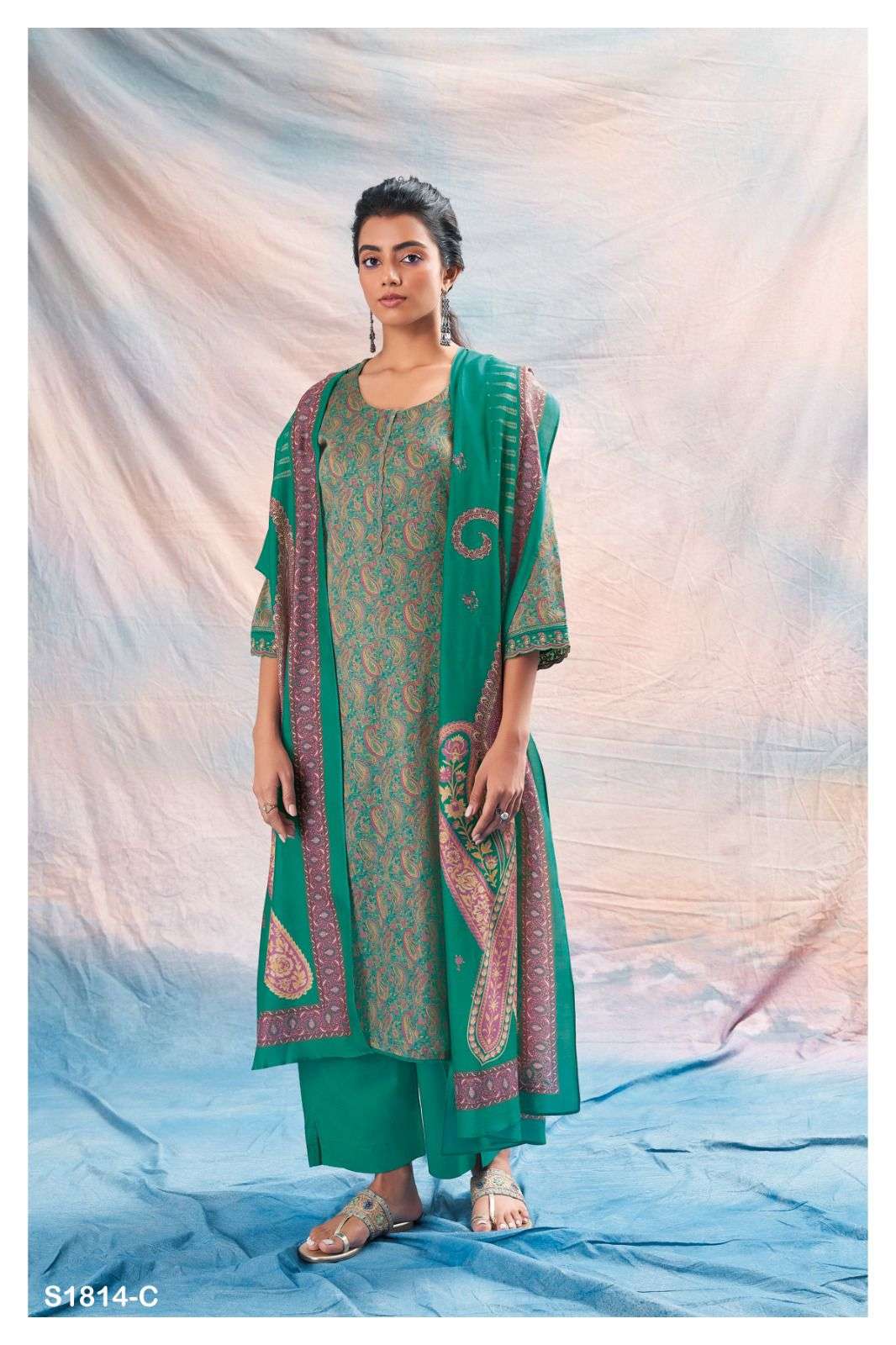 ASTRID 1814 BY GANGA FASHIONS PREMIUM COTTON SILK PRINTED WORK DRESSES