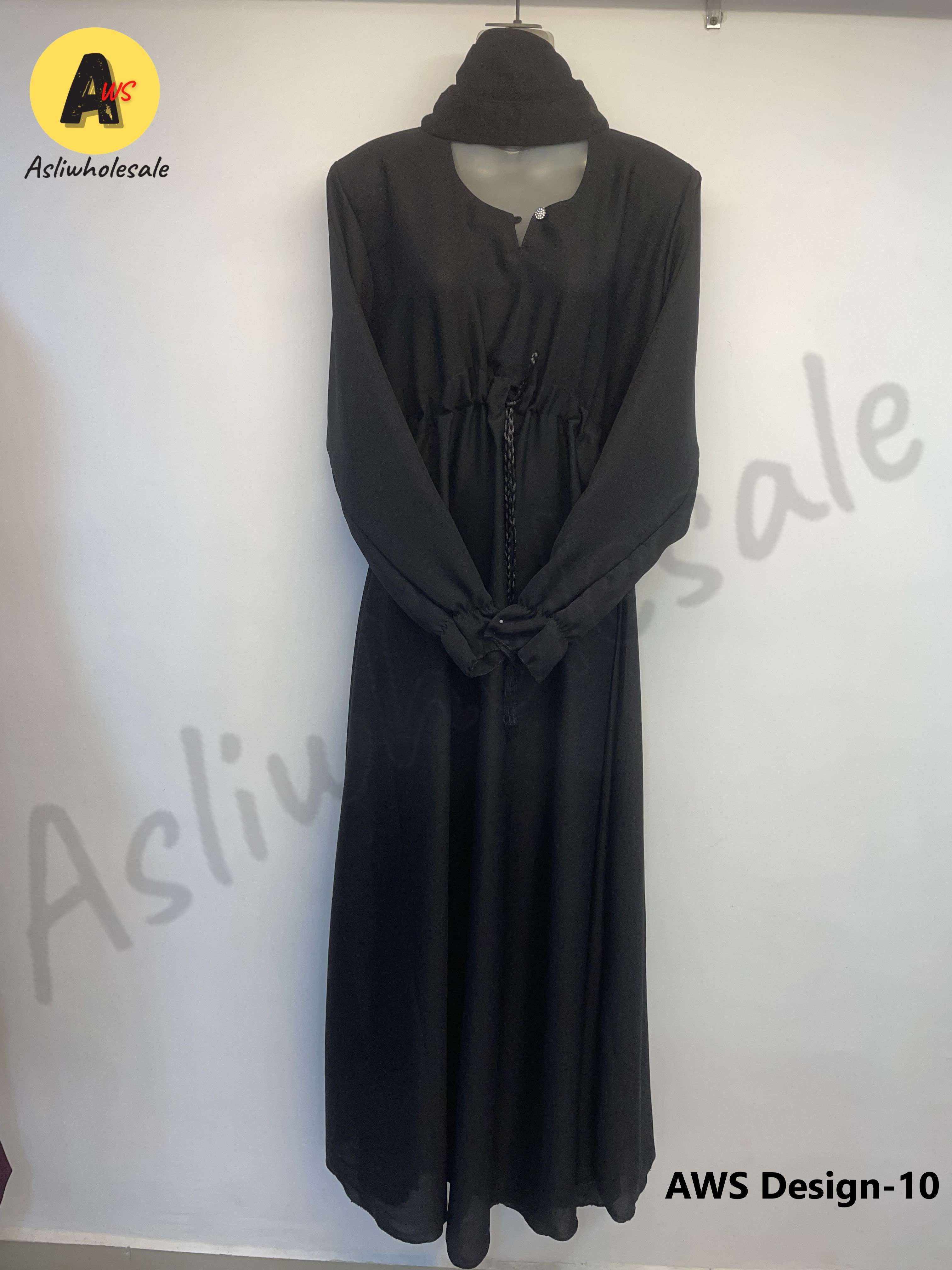 AWS DESIGN-10 BY ASLIWHOLESALE STITCHED IMPORTED NIDA FABRIC BURQA