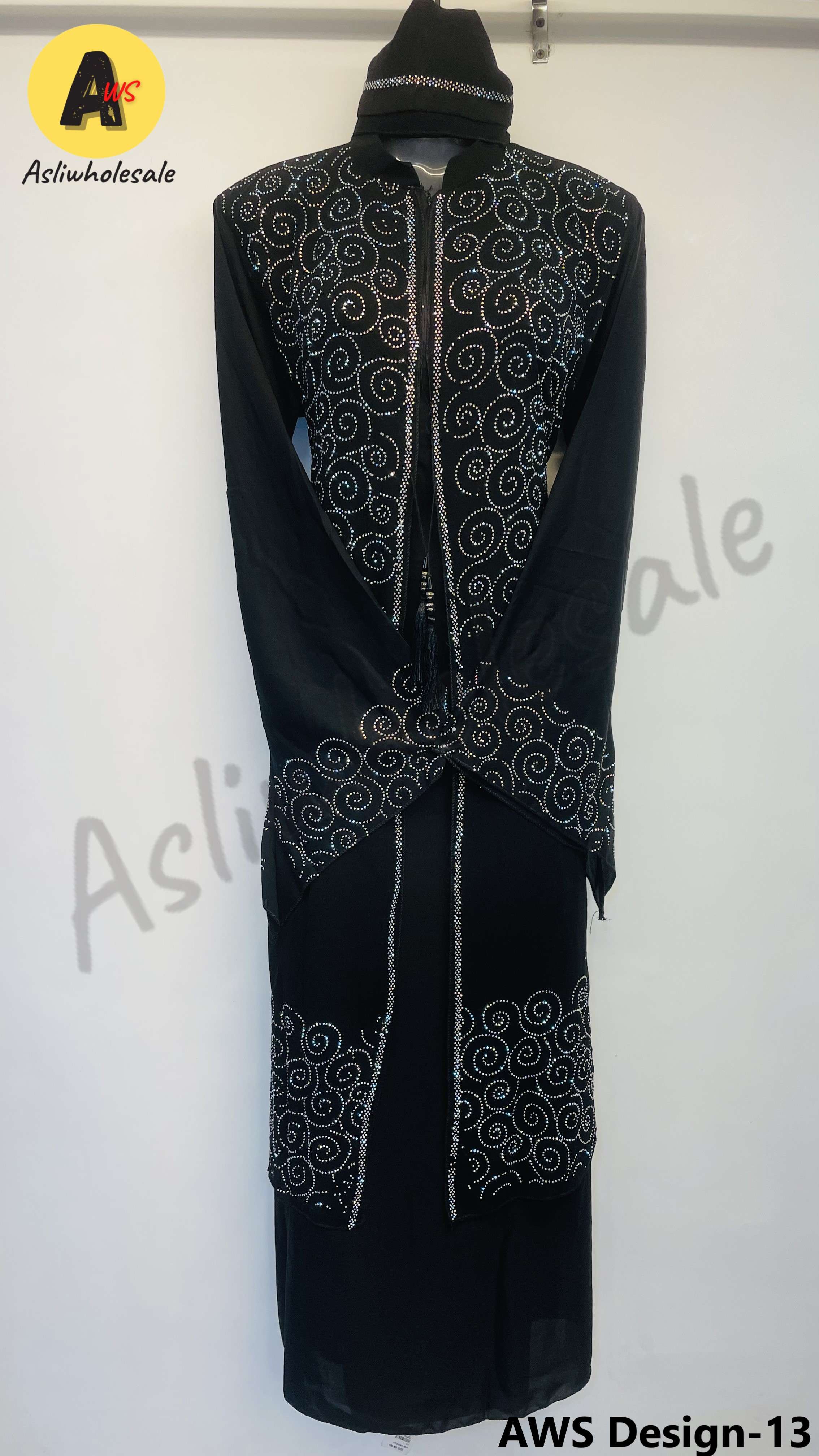 AWS DESIGN-13 BY ASLIWHOLESALE STITCHED EMBROIDERED NIDA FABRIC BURQA