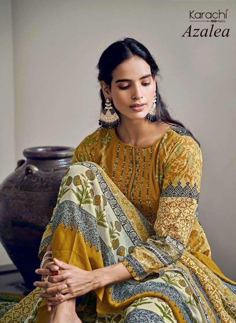 AZALEA BY KARACHI PRINTS 1001 TO 1008 SERIES PURE LAWN COTTON EMBROIDERY DRESSES