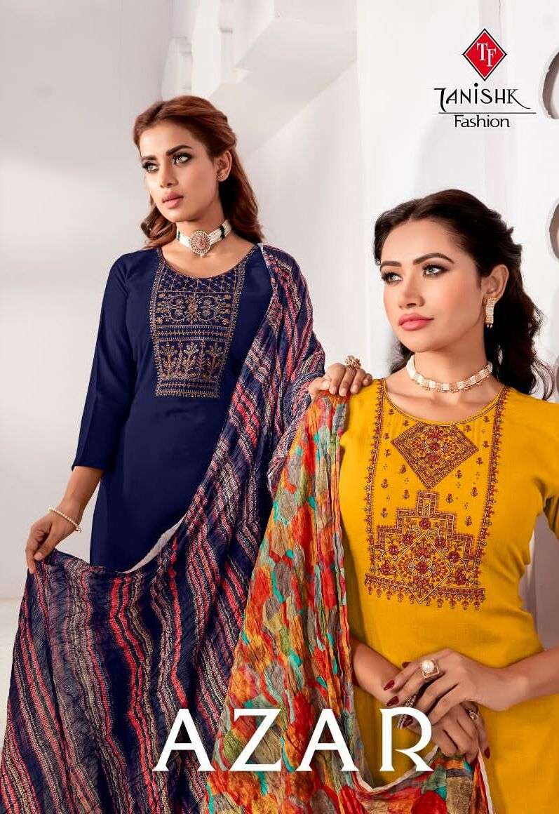 AZAR BY TANISHK FASHION 9601 TO 9608 SERIES RAYON SLUB PRINT DRESSES