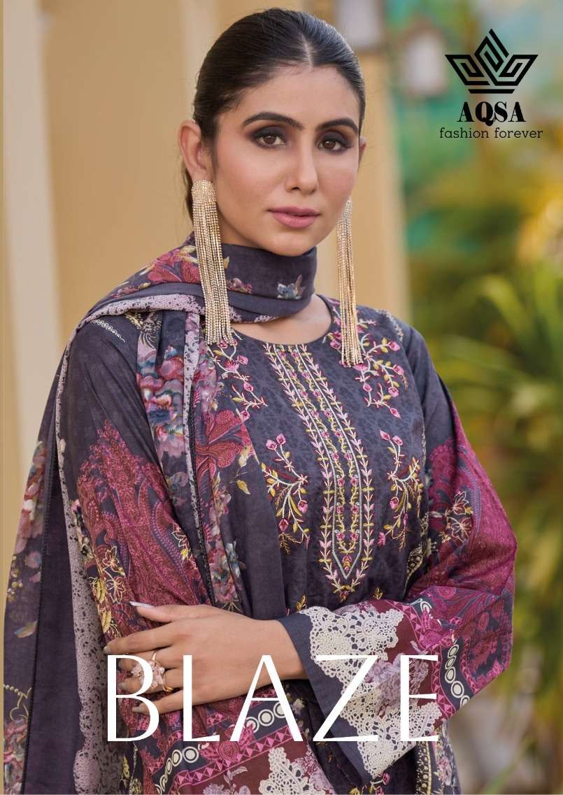 BALZE BY AQSA 10001 TO 10006 SERIES CAMBRIC COTTON EMBROIDERY DRESSES