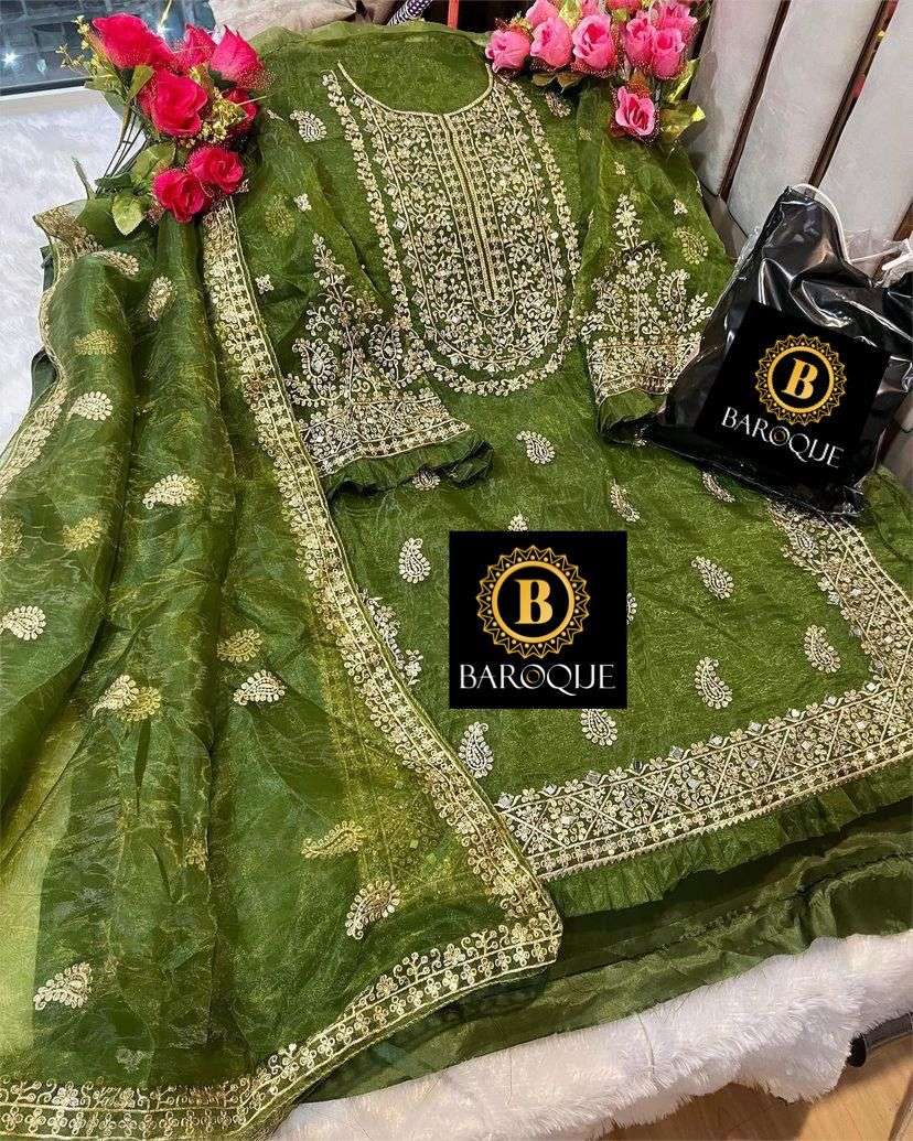 BAROQUE SADABAHAR HITS VOL-3 BY BAROQUE DESIGNER ORGANZA WORK PAKISTANI DRESS