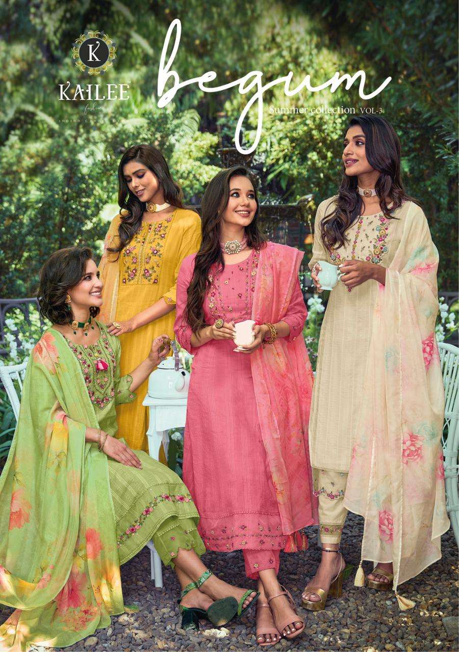 BEGUM VOL-3 BY KALKI FASHION 40031 TO 40038 SERIES ORGANZA STITCHED DRESSES