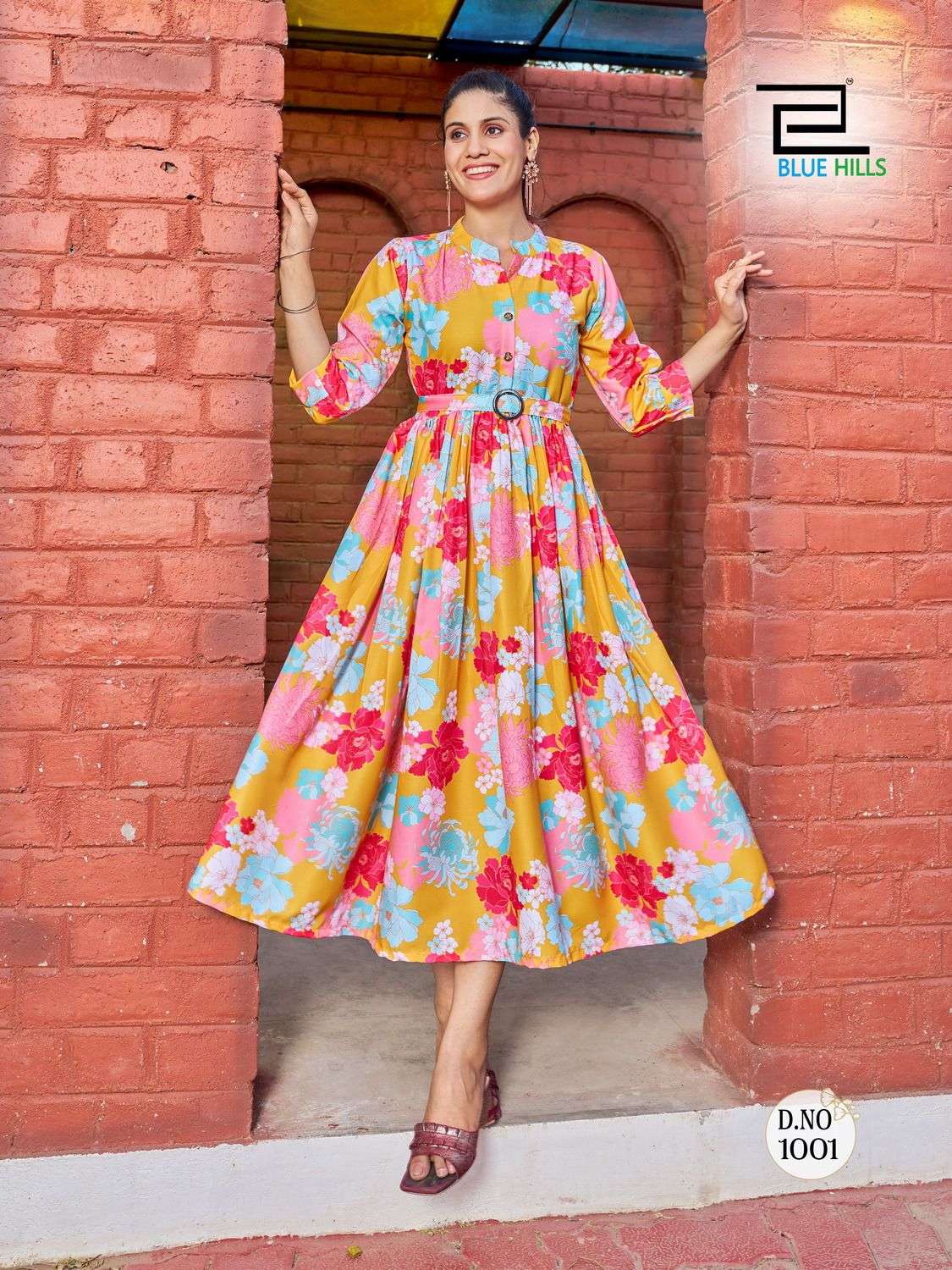 BOLLYWOOD VOL-1 BY BLUE HILLS 1001 TO 1008 DESIGNER RAYON PRINT LONG KURTIS