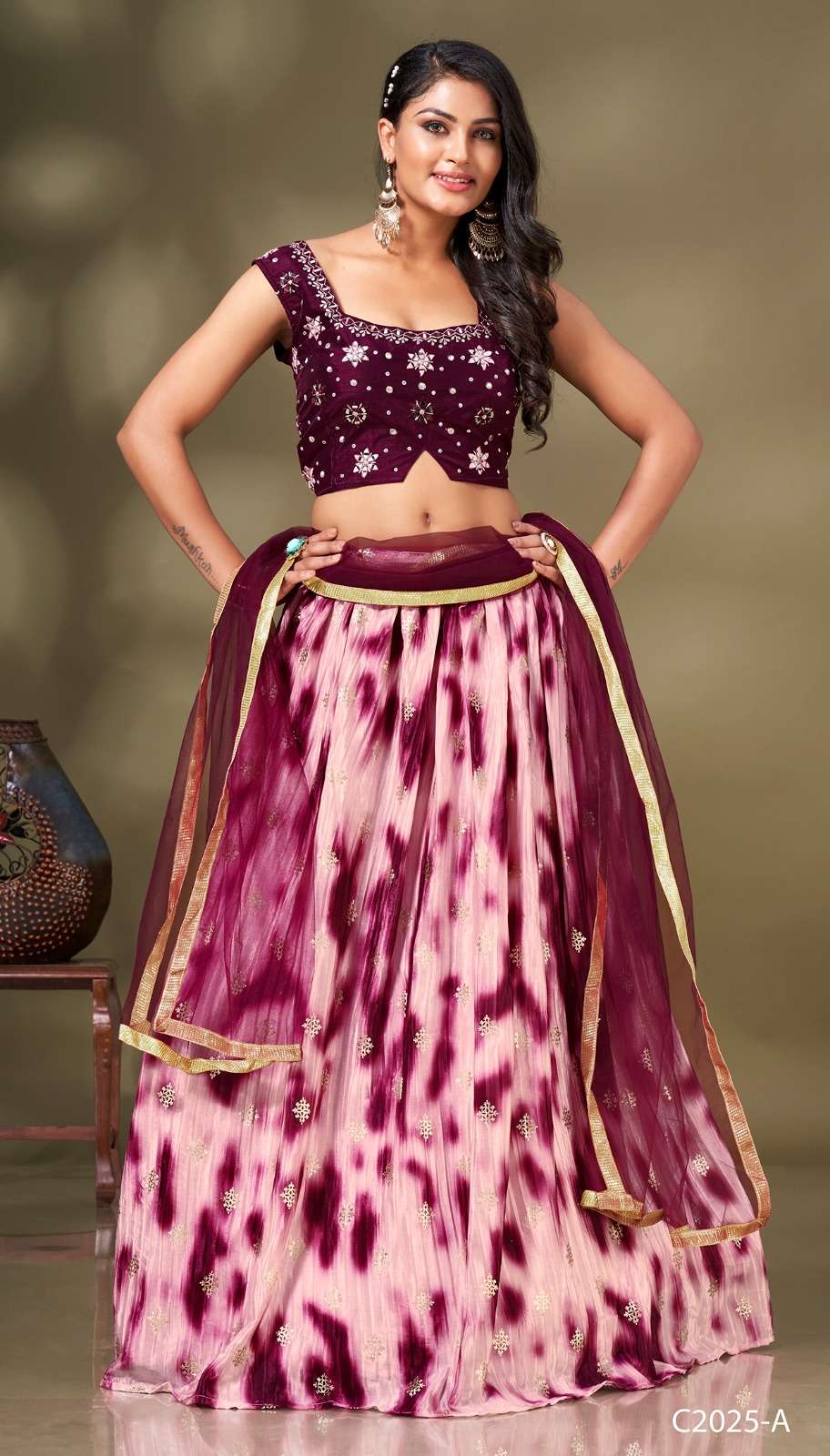 C-2025 BY AMOHA TRENDZ HEAVY DESIGNER PURE CHINON LEHENGAS