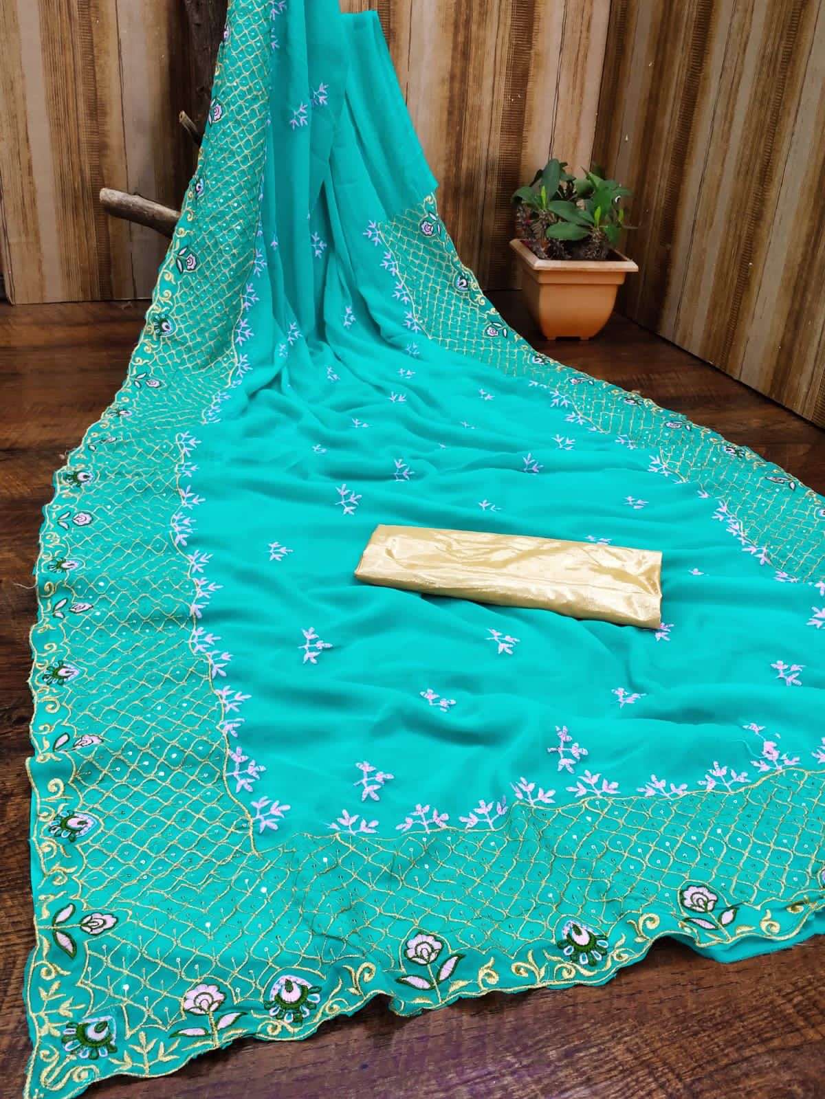 C-PALLU BY ASLIWHOLESALE FANCY GEORGETTE DESIGNER SAREES