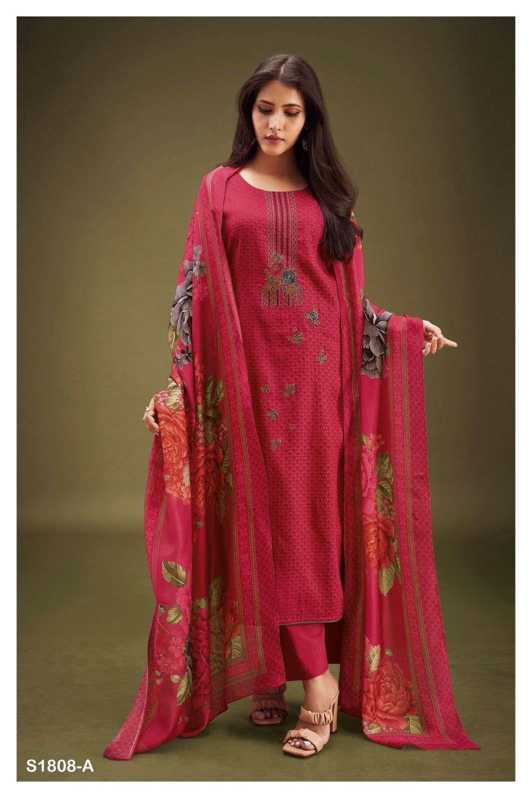 CANDRA 1808 BY GANGA FASHIONS PREMIUM COTTON SILK PRINTED WORK DRESSES