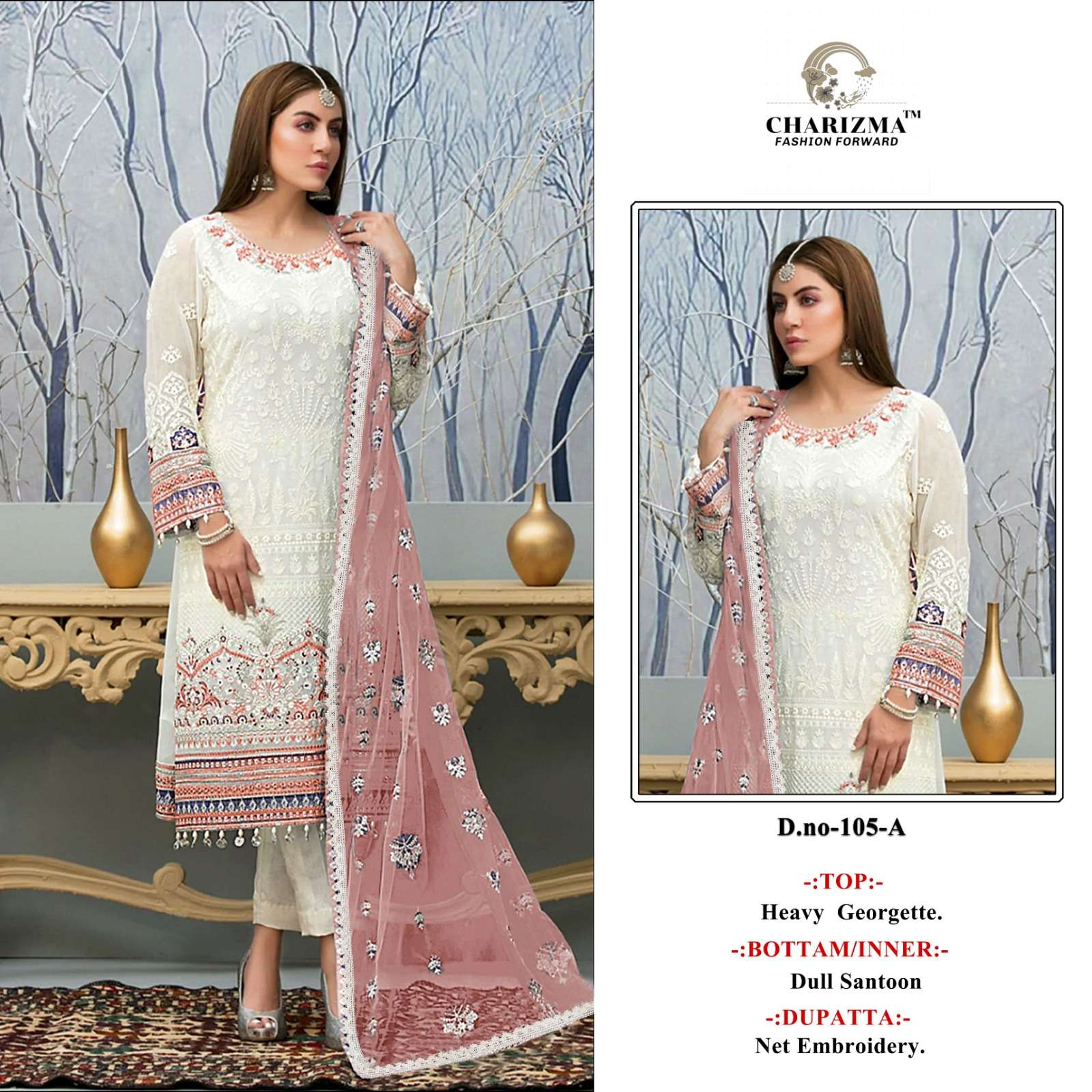 CHARIZMA 105 NX ASLIWHOLESALE HEAVY DESIGNER GEORGETTE PAKISTANI DRESSES