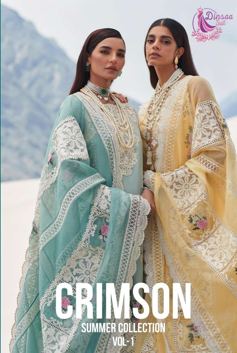 CRIMSON SUMMER COLLECTION VOL-1 BY DINSAA SUIT HEAVY COTTON PAKISTANI DRESSES