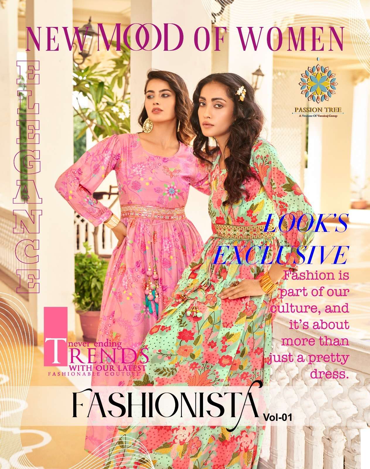 FASHIONISTA VOL-1 BY PASSION TREE 1001 TO 1008 SERIES MUSLIN PRINT KURTIS