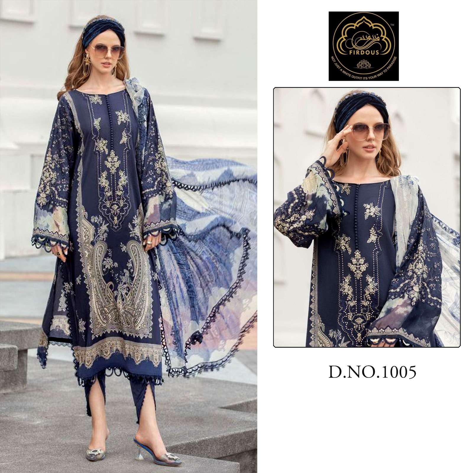 FIRDOUS 1005 BY ASLIWHOLESALE DESIGNER COTTON WORK PAKISTANI DRESS