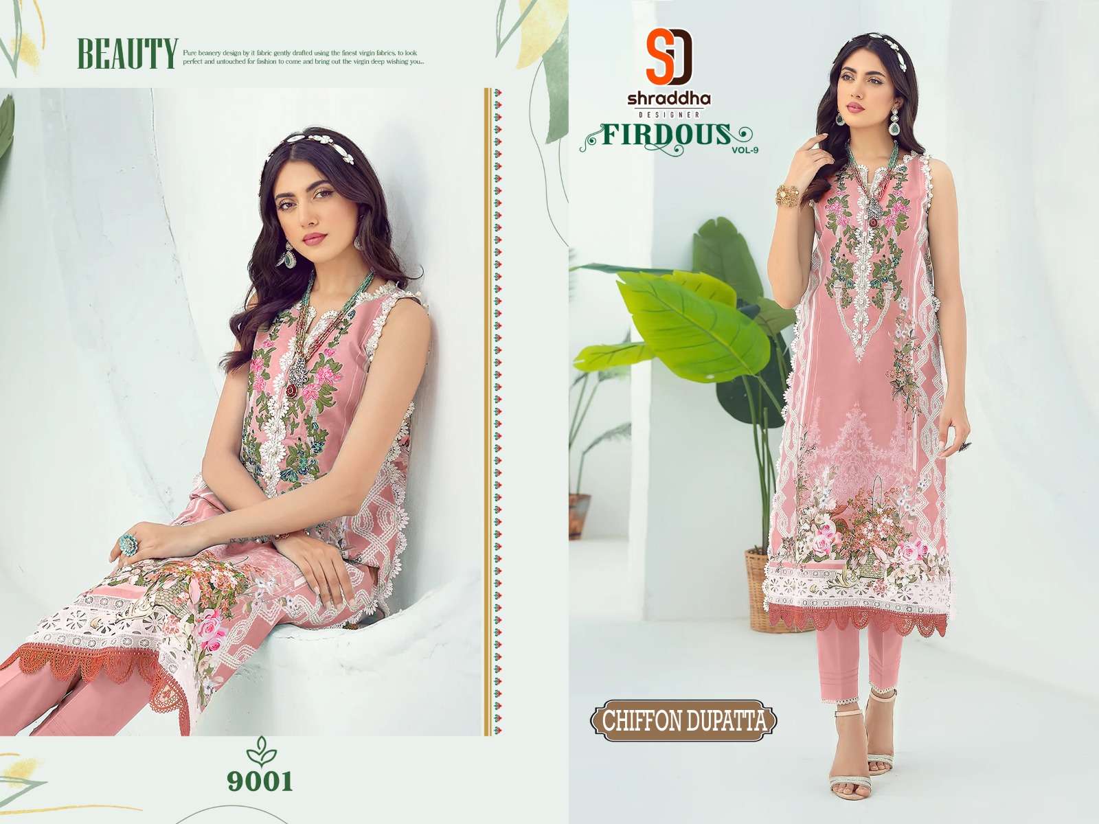 FIRDOUS VOL-9 COLOUR BY SHRADDHA DESIGNER LAWN PAKISTANI DRESSES