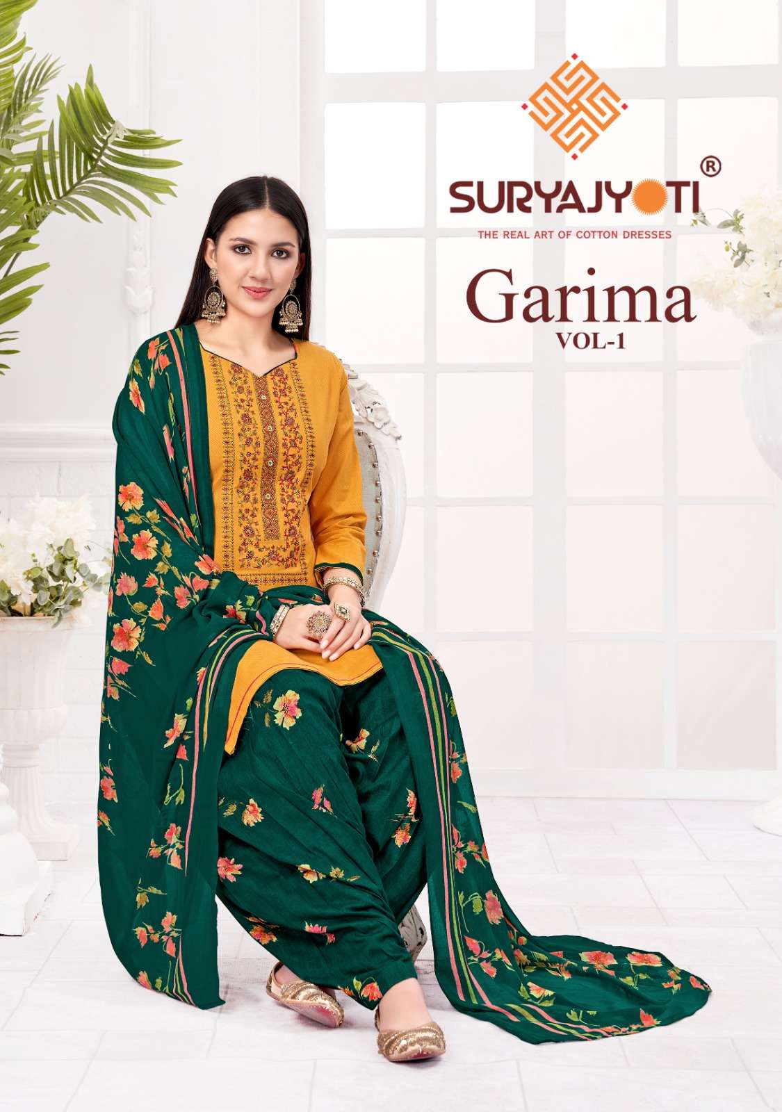 GARIMA VOL-01 BY SURYAJYOTI 1001 TO 1006 SERIES COTTON DRESSES