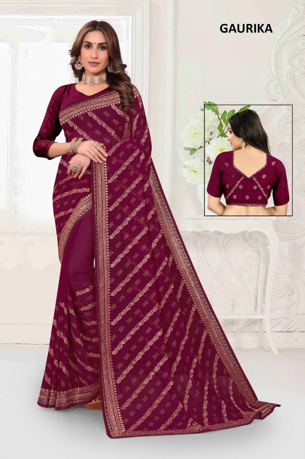 GAURIKA BY ASLIWHOLESALE DESIGNER FANCY GEORGETTE WORK SAREE