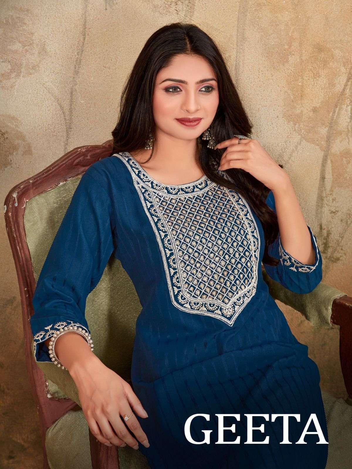 GEETA BY ASLIWHOLESALE DESIGNER RASIAN SILK WITH JACQUARD KURTI