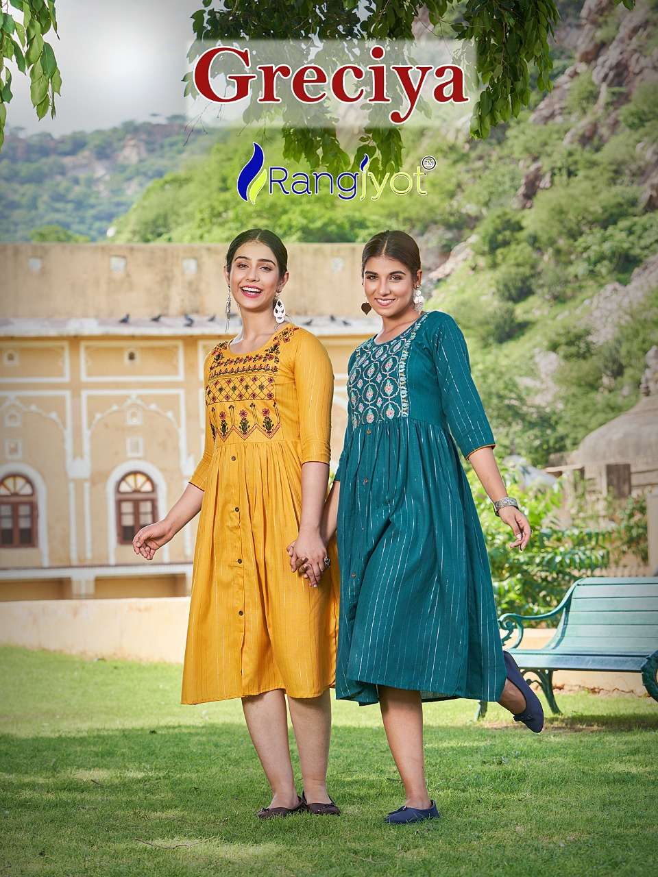 GRECIYA BY RANGJYOT 1001 TO 1008 SERIES DESIGNER COTTON KURTIS