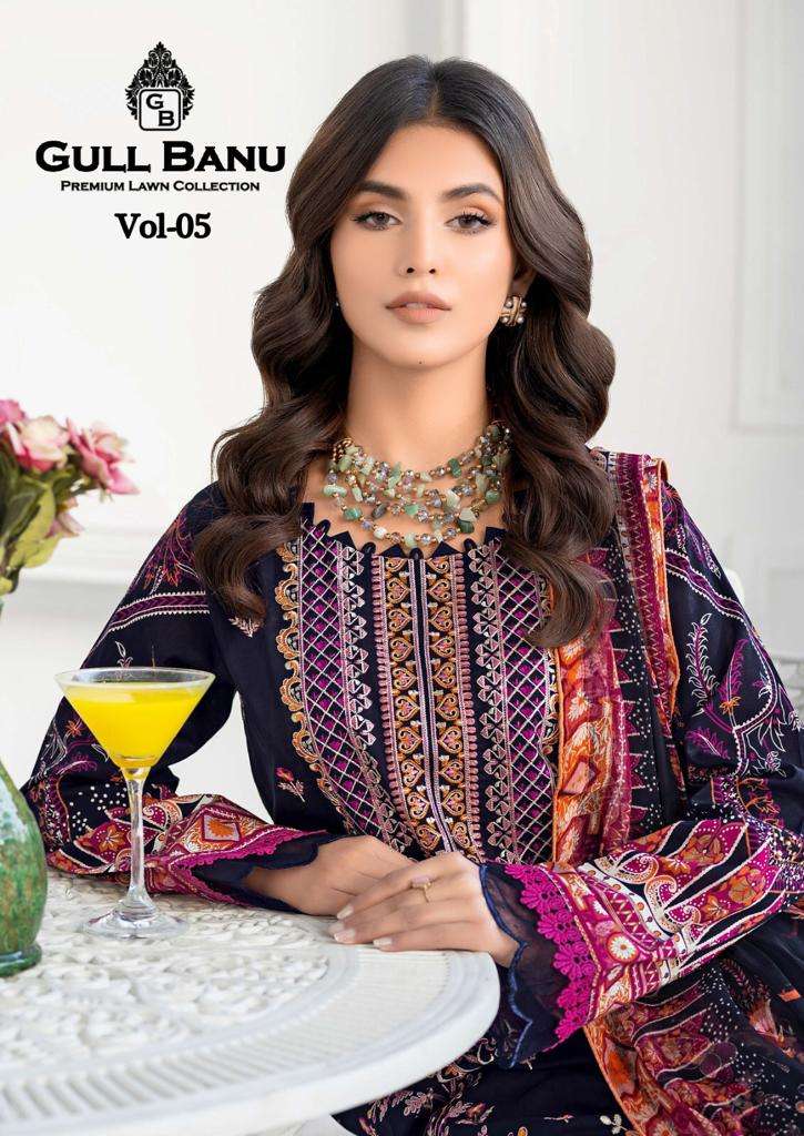 GULL BANU VOL-05 BY GULL AAHMED 5001 TO 5006 SERIES COTTON PRINT DRESSES