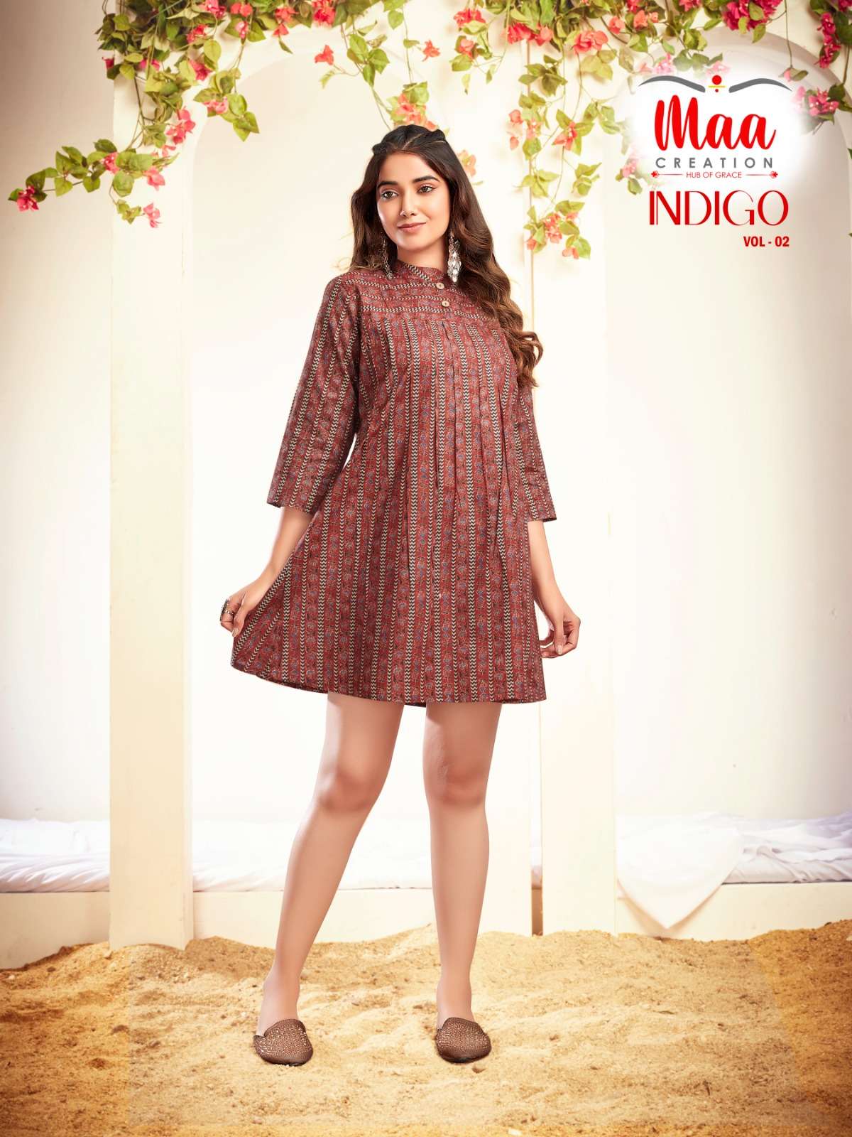 INDIGO VOL-2 BY MAA CREATION COTTON PRINT HANDWORK KURTIS